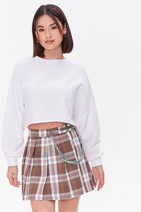 BROWN/PINK Plaid Chain Mini Skirt, image 1