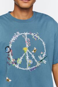 BLUE/MULTI Barbed Wire Peace Sign Graphic Tee, image 5