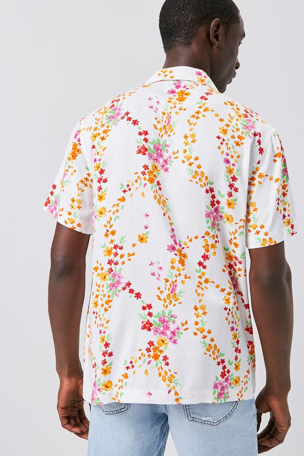 WHITE/MULTI Floral Print Fitted Shirt, image 3
