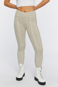 OYSTER GREY Cable Knit Skinny Pants, image 2