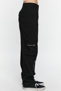 BLACK High-Rise Zipper Cargo Pants, image 3