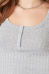 HEATHER GREY Rib-Knit Buttoned Baby Tee, image 5