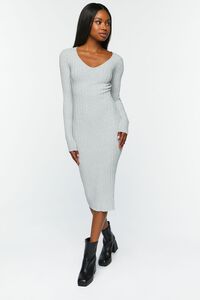 HEATHER GREY Sweater-Knit V-Neck Midi Dress, image 4