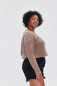 TAUPE Plus Size French Terry Cutout Pullover, image 3