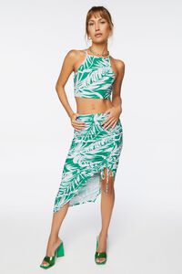 GREEN/MULTI Tropical Crop Top & Ruched Midi Skirt, image 1