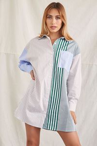 GREEN/MULTI Poplin Striped Shirt Dress, image 1