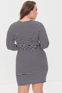 BLACK/WHITE Plus Size Striped Mini Dress, image 3