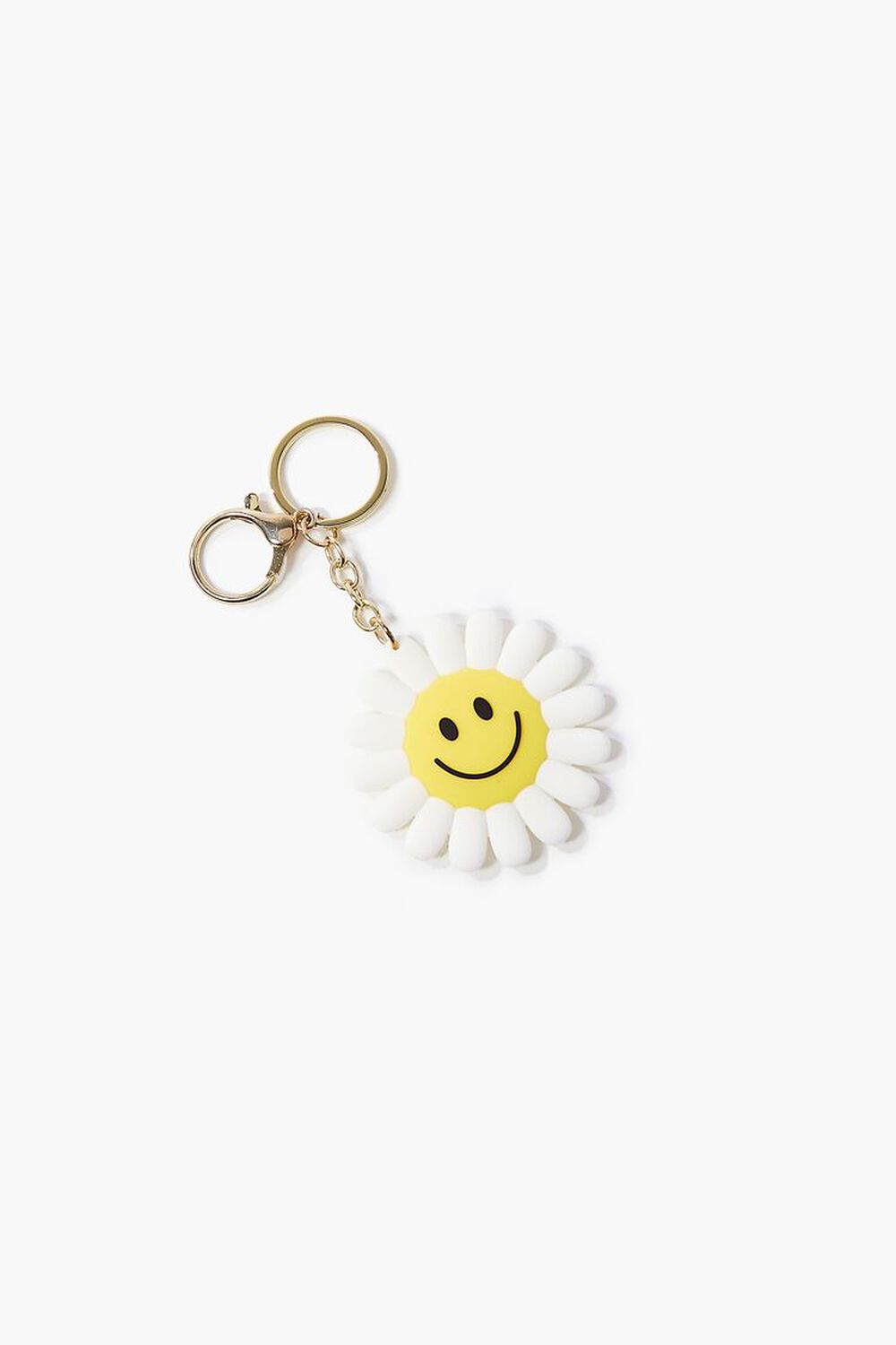 YELLOW/WHITE Happy Face Floral Keychain, image 1