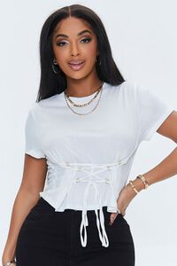 WHITE Lace-Up Crew Tee, image 1