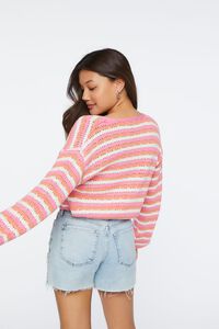 PINK ICING/MULTI Striped Cropped Cardigan Sweater, image 3