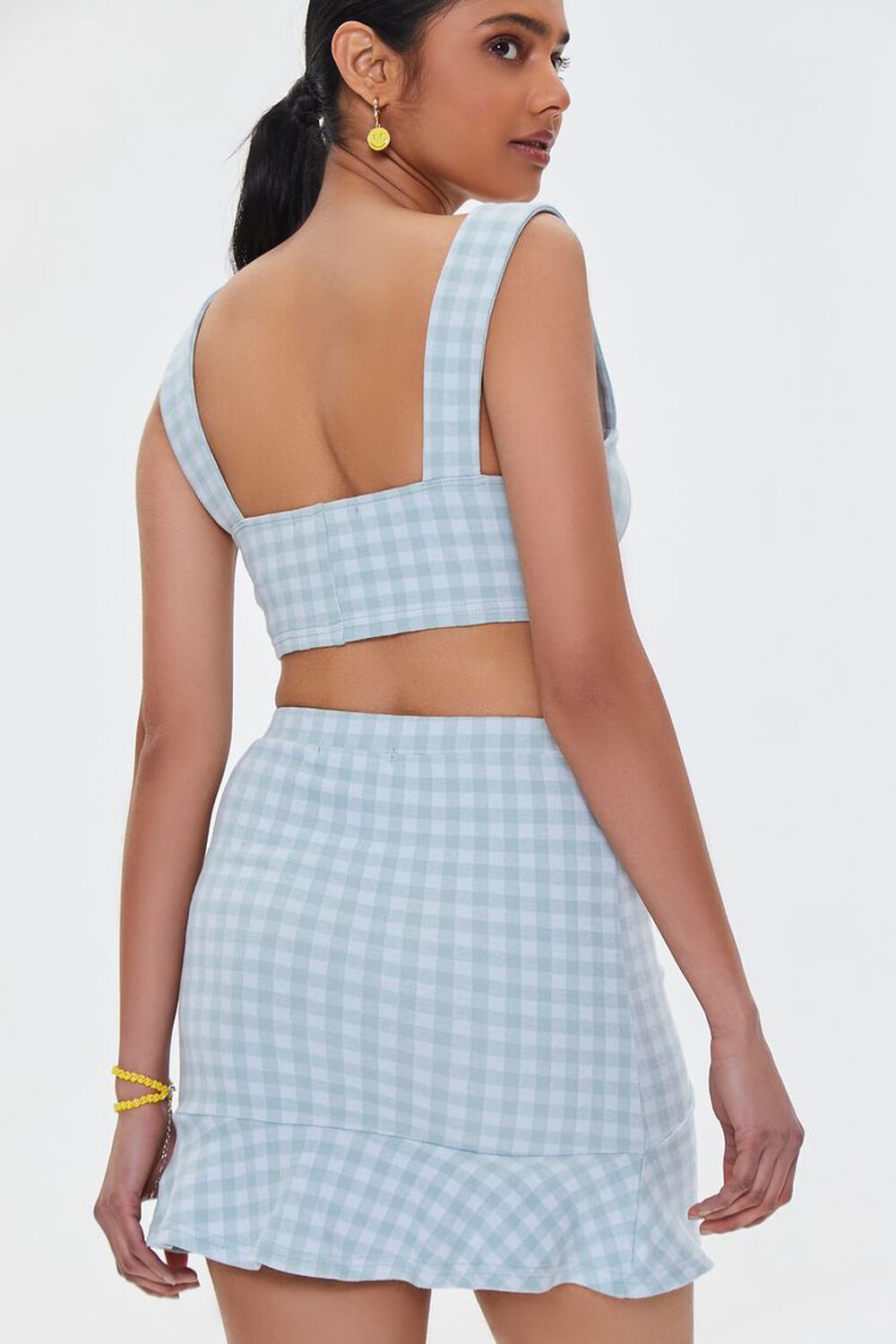 BLUE/MULTI Gingham Crop Top & Mini Skirt Set, image 3