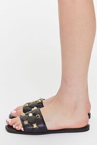 BLACK Studded Quilted Sandals, image 2