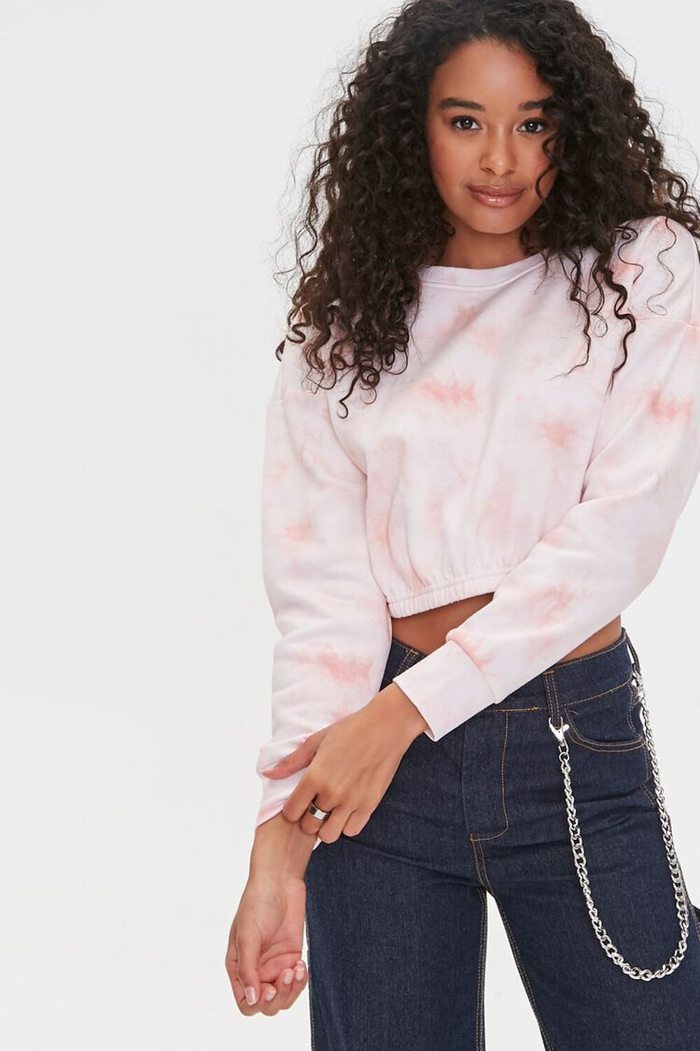 PINK/WHITE Cloud Wash Fleece Pullover, image 1