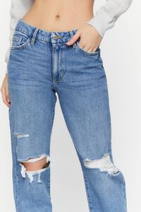 LIGHT DENIM Recycled Cotton Distressed Straight-Leg Jeans, image 4