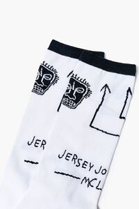 WHITE/BLACK Men Jean-Michel Basquiat Crew Socks, image 3