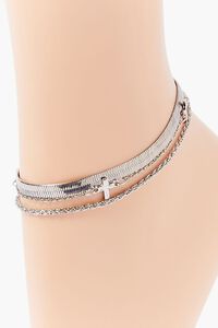 SILVER Upcycled Cross Chain Anklet Set, image 2
