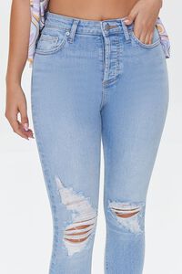 LIGHT DENIM Recycled Cotton Distressed High-Rise Skinny Jeans, image 5