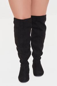 BLACK Knee-High Faux Suede Boots (Wide), image 4