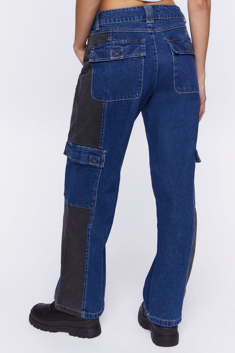 Contrast-Panel High-Rise Dad Jeans, image 3