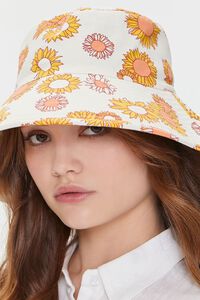 CREAM/ORANGE Floral Print Bucket Hat, image 3