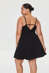 BLACK Plus Size Surplice Skater Dress, image 3