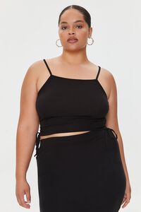 BLACK Plus Size Ruched Cami & Midi Skirt Set, image 5