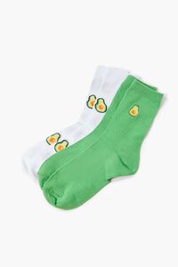 GREEN Avocado Print Crew Sock Set - 2 pack, image 2