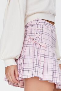 LIGHT PINK/MULTI Lace-Up Plaid Mini Skirt, image 6