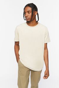 OATMEAL Faux Suede Curved Tee, image 1