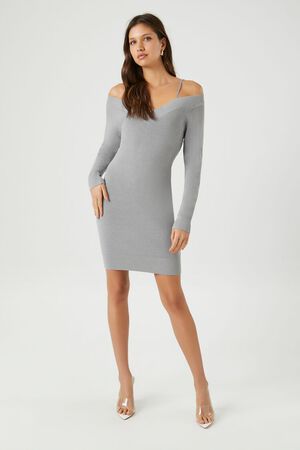 Grey Off-the-shoulder Dress
