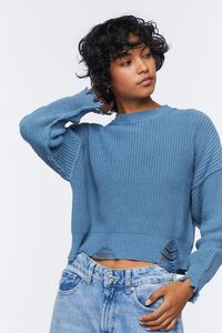 COLONY BLUE Distressed Drop-Sleeve Sweater, image 2