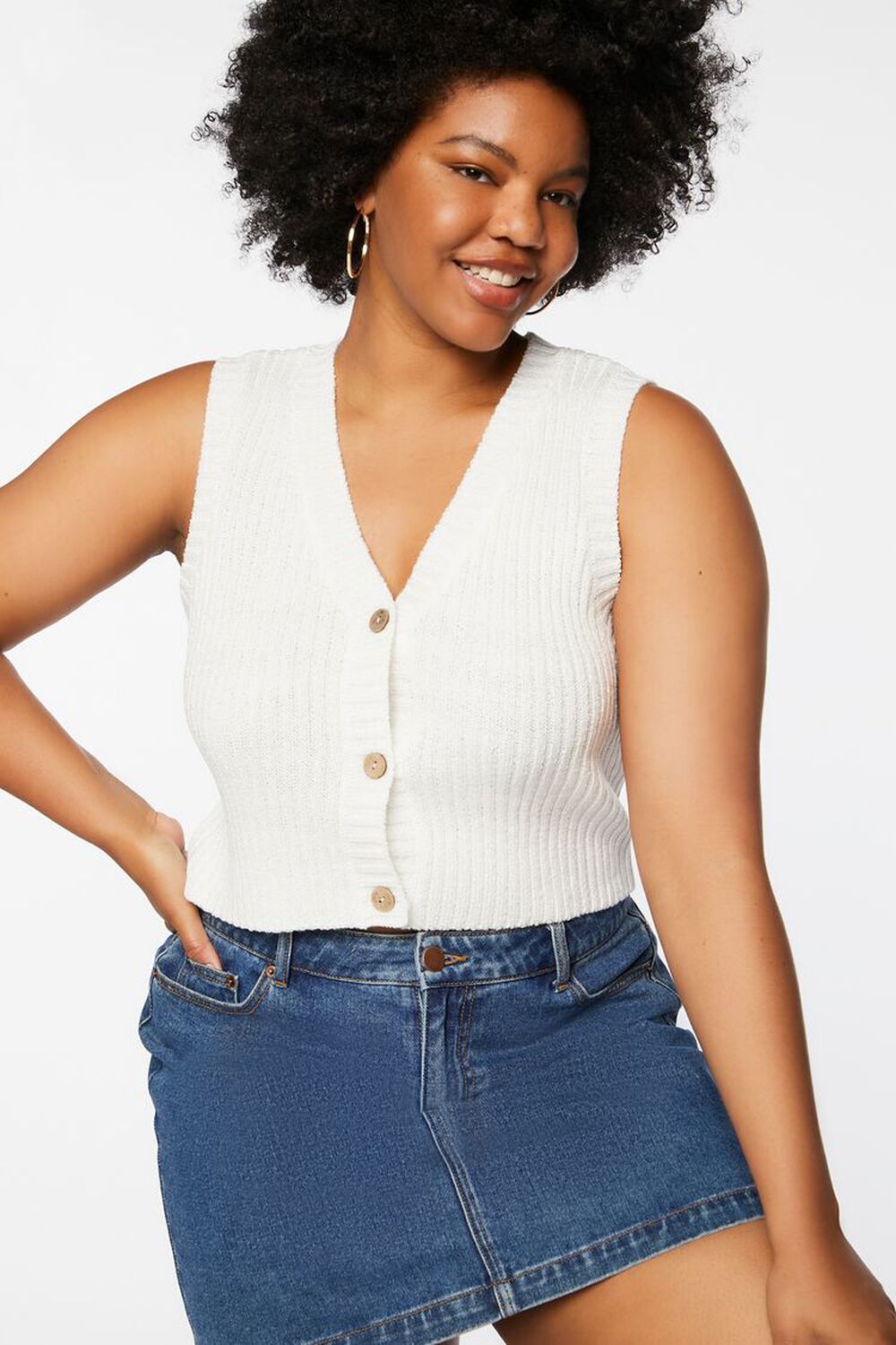VANILLA Plus Size Sweater-Knit Cropped Vest, image 1