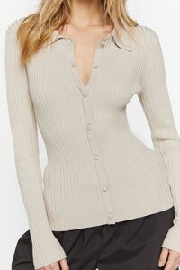 TAUPE Ribbed Knit Cardigan Sweater, image 5
