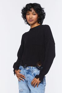 BLACK Distressed Drop-Sleeve Sweater, image 1