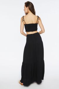 BLACK Smocked Cropped Cami & Tiered Skirt Set, image 3