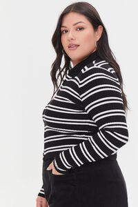 BLACK/WHITE Plus Size Sweater-Knit Crop Top, image 2