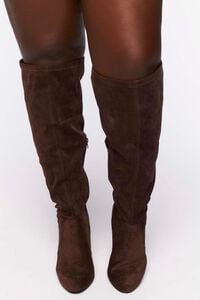 BROWN Faux Suede Over-the-Knee Boots (Wide), image 4