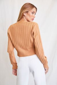 TAUPE Wide-Ribbed Cardigan Sweater, image 3