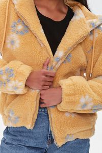 MUSTARD/MULTI Floral Faux Shearling Zip-Up Coat, image 5