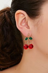 GOLD/RED Cherry Drop Earrings, image 1