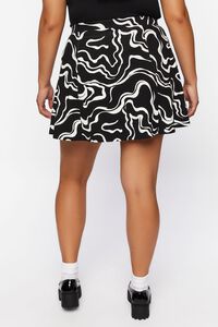 BLACK/WHITE Plus Size Abstract Print Mini Skirt, image 4