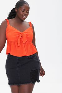 RUST Plus Size Knotted Flounce Top, image 1