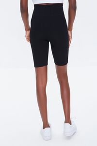 BLACK Active Seamless Notched Biker Shorts, image 4