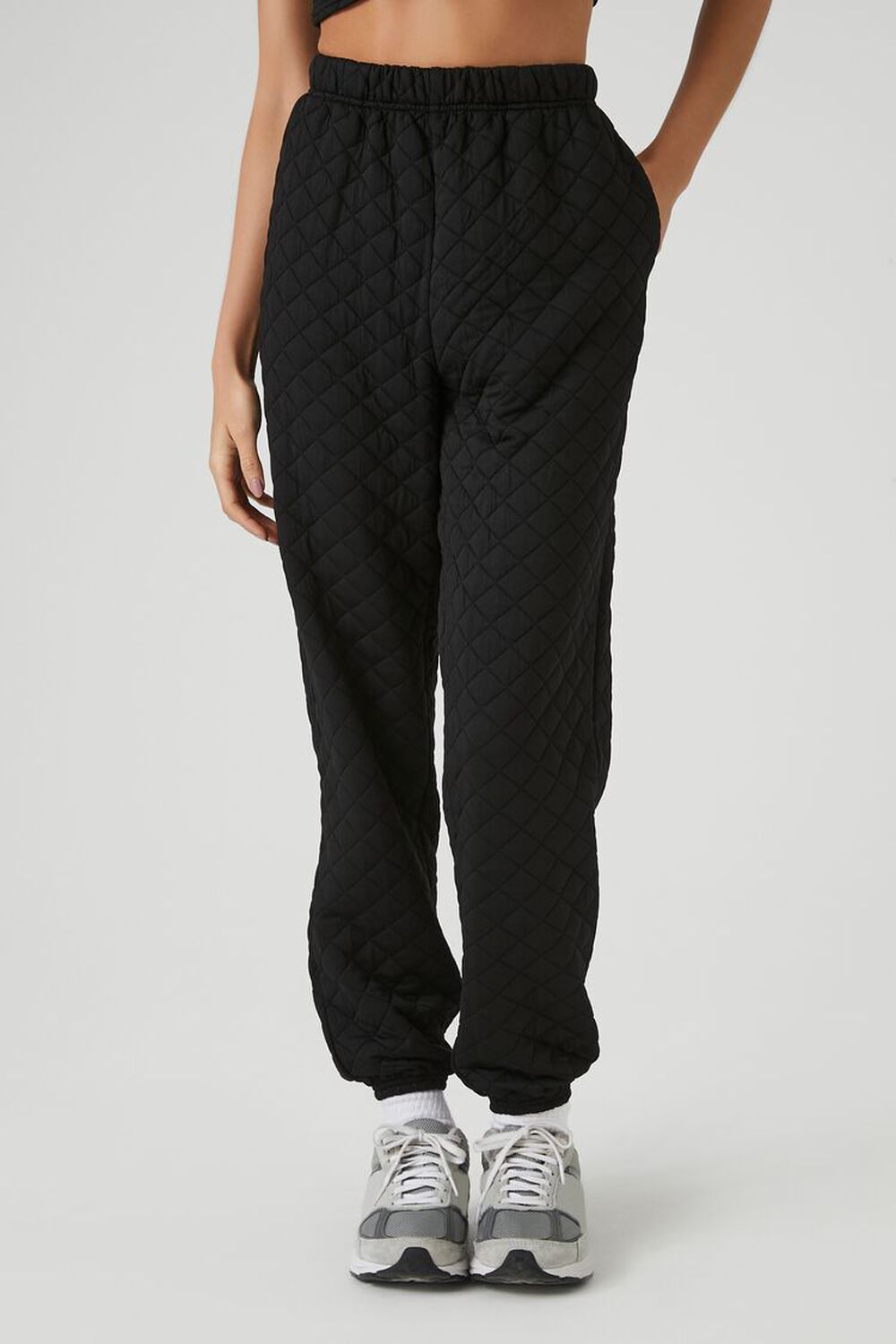 BLACK Quilted Ankle Joggers, image 2