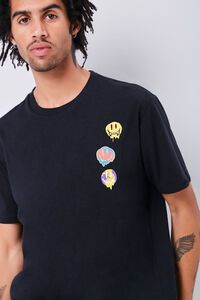 BLACK/MULTI Smiling Faces Embroidered Graphic Tee, image 1