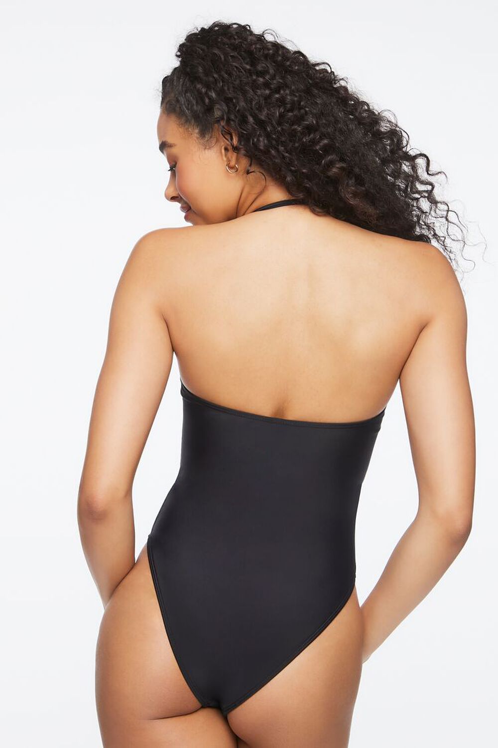 BLACK Cutout O-Ring One-Piece Swimsuit, image 3