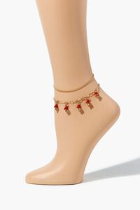 GOLD/RED Mushroom Charm Anklet Set, image 2
