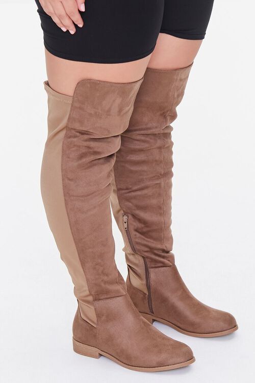 TAUPE Thigh-High Faux Suede Boots (Wide), image 2