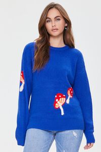 BLUE/MULTI Mushroom Ribbed-Trim Sweater, image 1