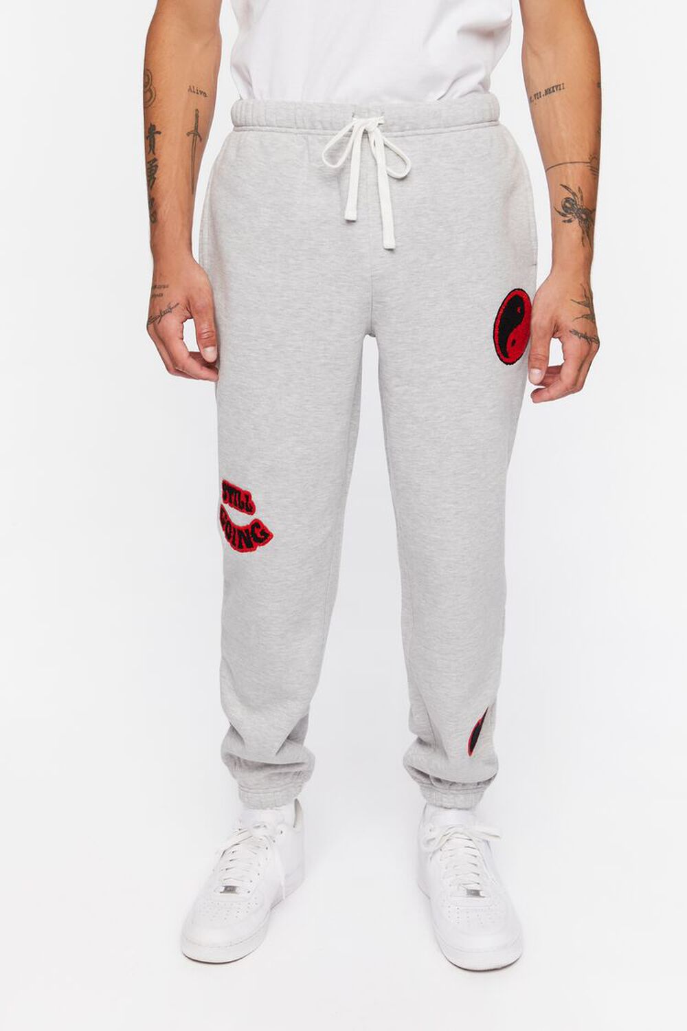 HEATHER GREY/MULTI Fleece Still Going Chenille Patch Joggers, image 2